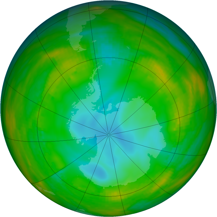 Antarctic ozone map for 19 July 1981